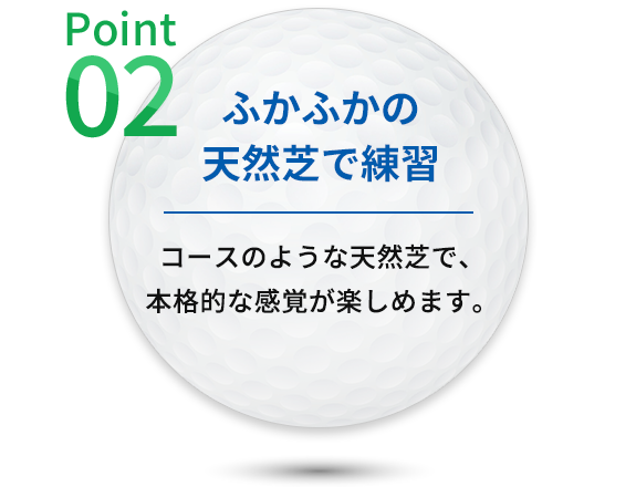 POINT02 ふかふかの天然芝で練習